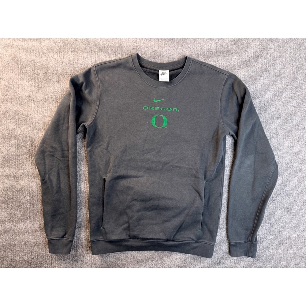 Nike Oregon Ducks Sweatshirt Mens Small Gray Green Fleece Crewneck Pullover S